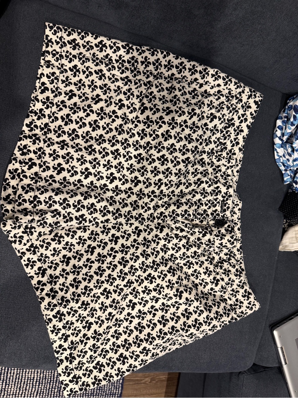 LOFT Black & Cream Printed High-Rise Shorts